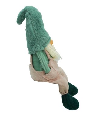Gnomo di Natale Seduto con Abito Rosa e Verde H.68 cm