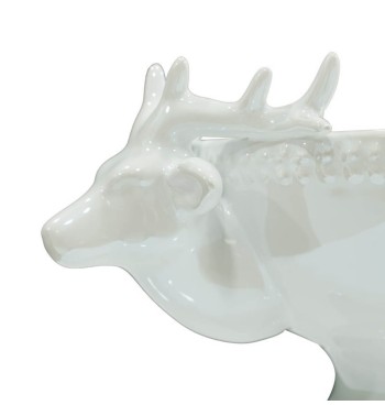 Recipiente Natalizio con Teste di Renna in Ceramica Bianco o Grigio H.11,3 cm