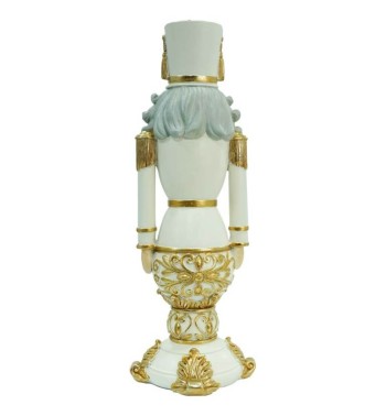 Schiaccianoci Natalizio Bianco e Oro in Resina H.31 cm