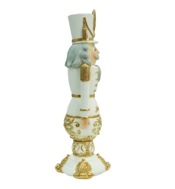 Schiaccianoci Natalizio Bianco e Oro in Resina H.31 cm