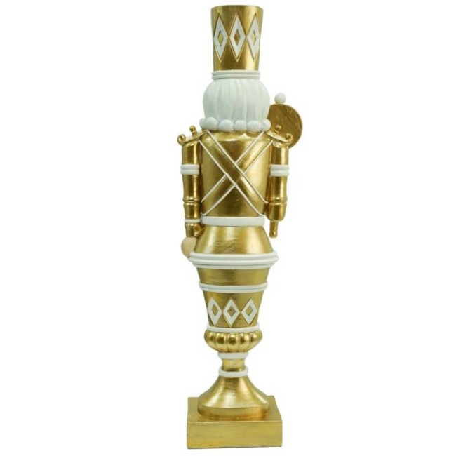 Schiaccianoci Natalizio Oro e Bianco in Resina H.48,5 cm