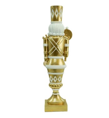 Schiaccianoci Natalizio Oro e Bianco in Resina H.48,5 cm