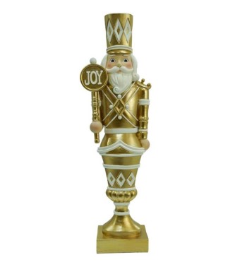 Schiaccianoci Natalizio Oro e Bianco in Resina H.48,5 cm