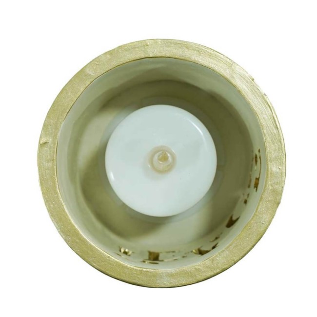 Porta Candela con Led Bianco e Oro in Resina D.11 cm