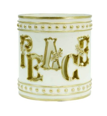 Porta Candela con Led Bianco e Oro in Resina D.11 cm