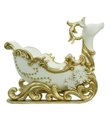 Renna Natalizia Contenitore Bianca e Oro in Resina H.28 cm