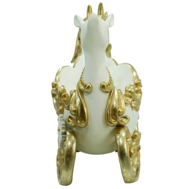 Renna Natalizia Contenitore Bianca e Oro in Resina H.28 cm