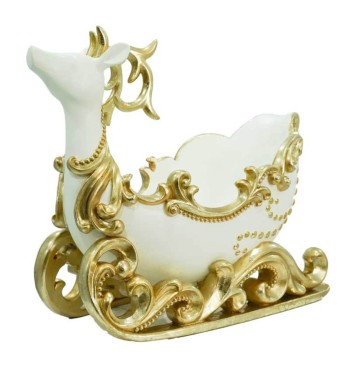 Renna Natalizia Contenitore Bianca e Oro in Resina H.28 cm