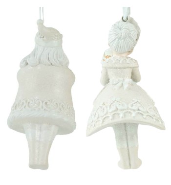 Babbo e Mamma Natale di Marzapane in Resina H.13 cm Set 2 Pz