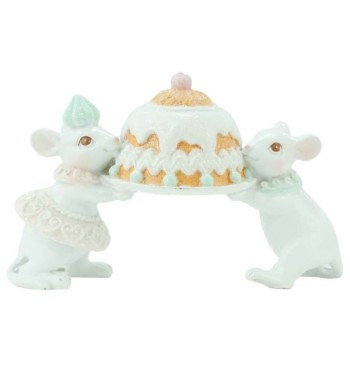 Topini con Torta in Resina H.9 cm