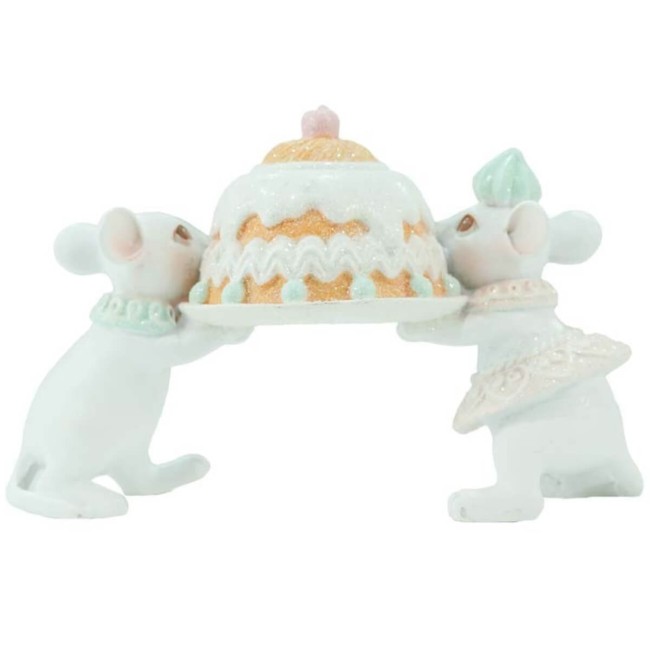 Topini con Torta in Resina H.9 cm