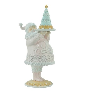 Babbo Natale di Marzapane con Torta in Resina H.42,8 cm