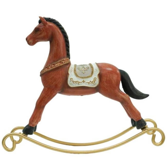 Cavallo Marrone su Dondolo Dorato 2 Misure