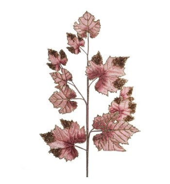 Ramo con Foglie Rosa L.70 cm