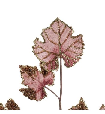 Ramo con Foglie Rosa L.70 cm