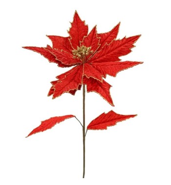 Fiore in Velluto Rosso con Decori Oro L.60 cm