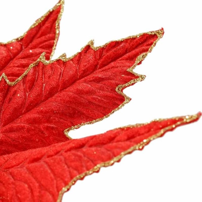 Fiore in Velluto Rosso con Decori Oro L.60 cm