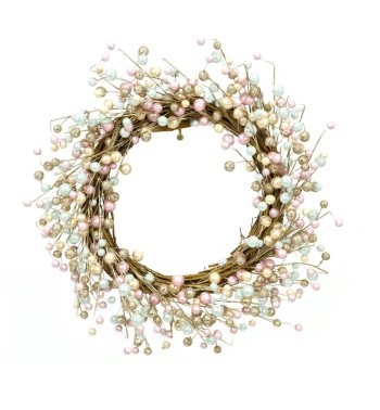 Corona Natalizia con Perline Colorate D.55 cm