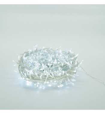 Catena Memory Control con 480 Luci Led Bianco Freddo con Cavo Trasparente 24 metri, Uso Esterno