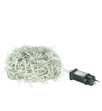 Catena Memory Control con 480 Luci Led Bianco Freddo con Cavo Trasparente 24 metri, Uso Esterno