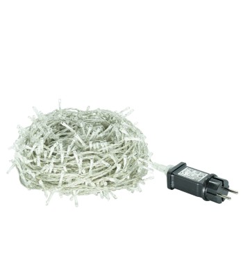 Catena Memory Control con 1000 Luci Led Bianco Freddo con Cavo Trasparente 50 metri, Uso Esterno