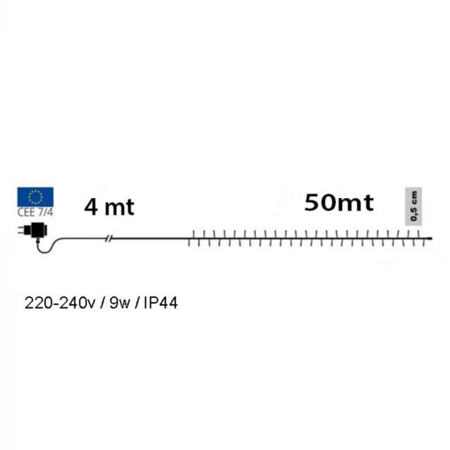 Catena Memory Control con 1000 Luci Led Bianco Freddo con Cavo Trasparente 50 metri, Uso Esterno