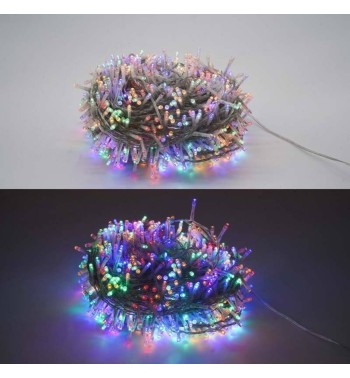 Catena Luminosa Multicolor 1000 Led| Cavo Trasparente| Funzione Memory |50 metri Uso Esterno IP44