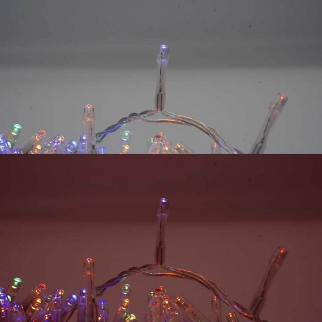 Catena Luminosa Multicolor 1000 Led| Cavo Trasparente| Funzione Memory |50 metri Uso Esterno IP44