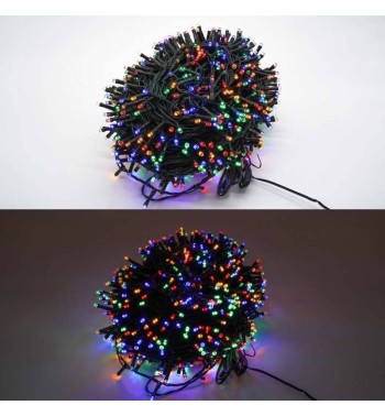 Catena Luminosa Multicolor 1000 Led| Cavo Verde| Funzione Memory |50 metri Uso Esterno IP44