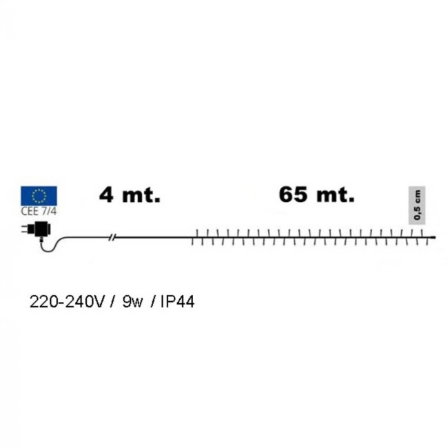 Catena 1300 Luci Led Bianco Freddo Cavo Trasparente Memory Control 65 metri, Uso Esterno