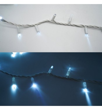 Catena Luminosa Professionale 135 Led Bianco Freddo + 15 Flash| Cavo Bianco 10 Metri Connettibile| Uso Esterno IP67