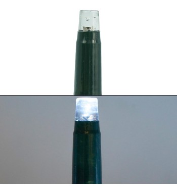 Serie di Luci da 10 metri con 135 Led Bianco Freddo + 15 Flash, Cavo in Caucciù Verde Professionale, Connettibile, Uso Esterno