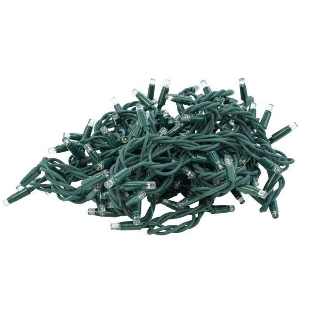 Serie di Luci da 10 metri con 135 Led Bianco Freddo + 15 Flash, Cavo in Caucciù Verde Professionale, Connettibile, Uso Esterno