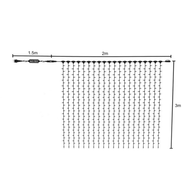 Tenda Luminosa Professionale 2 x 3 m Connettibile | 540 Led Bianco Naturale + 60 Flash | Uso esterno IP67