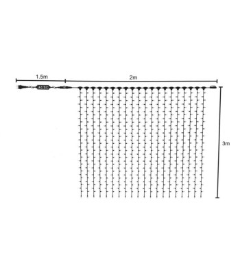 Tenda Luminosa Professionale 2 x 3 m Connettibile | 540 Led Bianco Naturale + 60 Flash | Uso esterno IP67