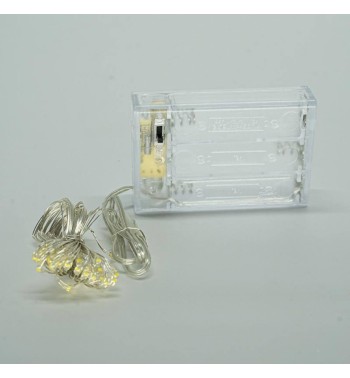 Stringa con 30 Micro Led a Batteria Bianco Caldo Ip44