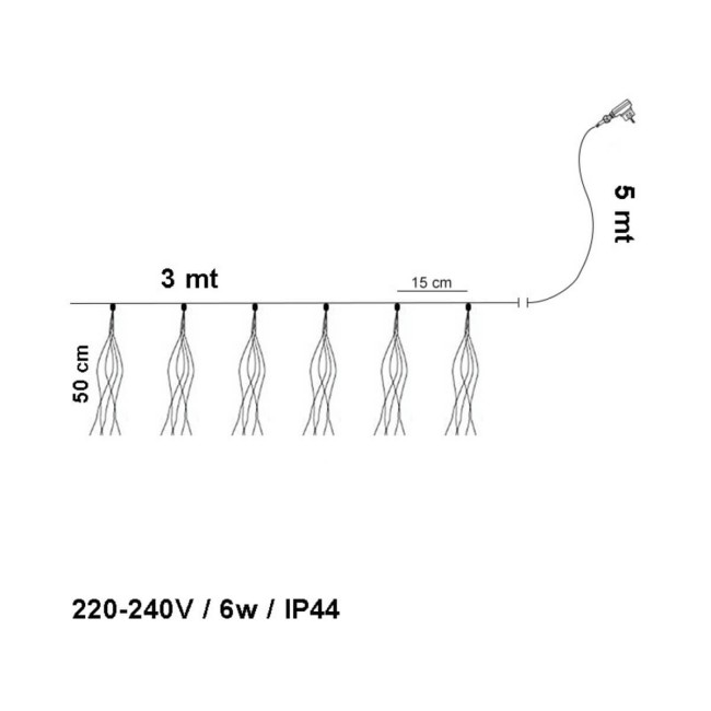 Tenda Luminosa 500 Led Bianco Caldo 3 m IP67
