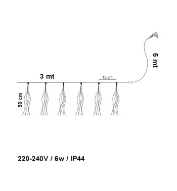 Tenda Luminosa 500 Led Bianco Caldo 3 m IP67