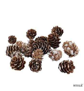 Sacchetto di Pigne Naturali Innevate Decorative – 110 Pigne da 2-3 cm