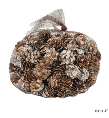 Sacchetto di Pigne Naturali Innevate Decorative – 110 Pigne da 2-3 cm