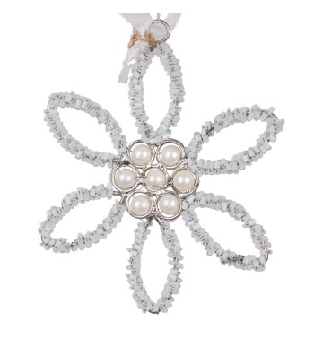 Fiore Natalizio con Perline da Appendere 10 cm