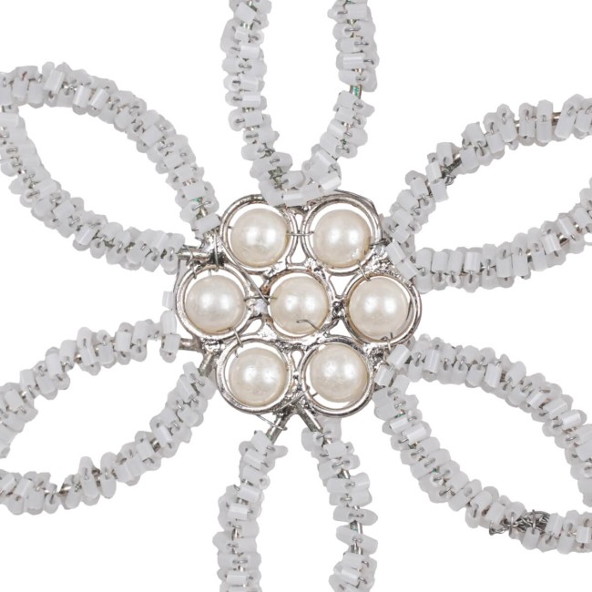 Fiore Natalizio con Perline da Appendere 10 cm