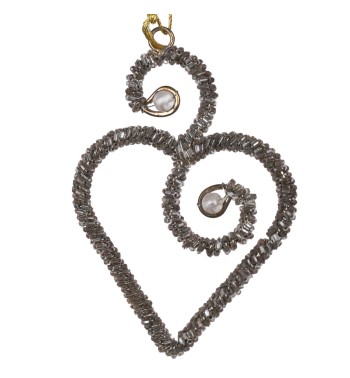 Cuore Natalizio con Perline da Appendere 10 cm