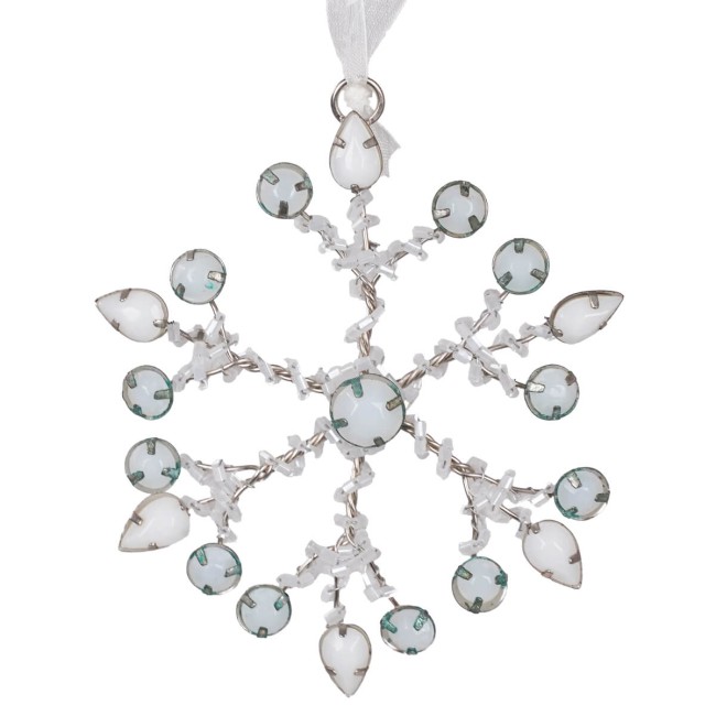 Fiocco di Neve Natalizio con Perline da Appendere