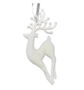 Renna Natalizia da Appendere Perlata H.18 cm
