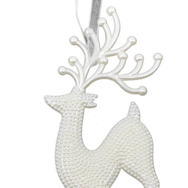 Renna Natalizia da Appendere Perlata H.18 cm