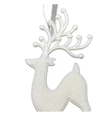 Renna Natalizia da Appendere Perlata H.18 cm