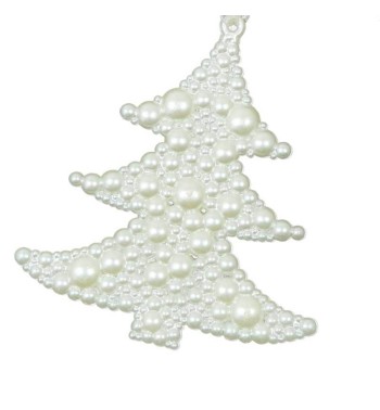 Set 2 Alberelli Natalizi da Appendere in Plastica Perlati