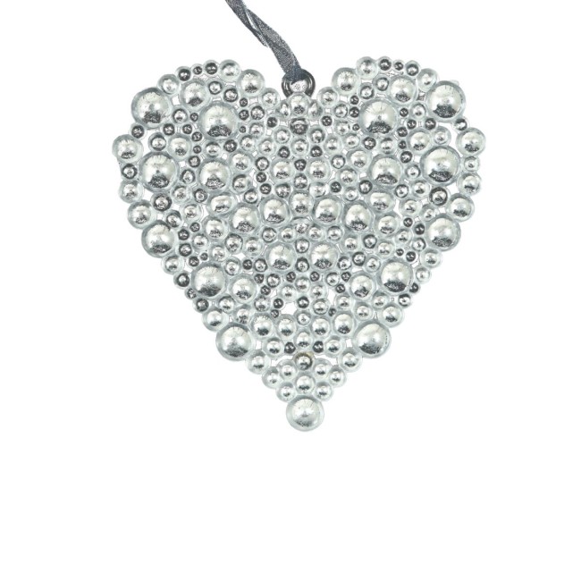 Set 2 Cuori Natalizi da Appendere Silver