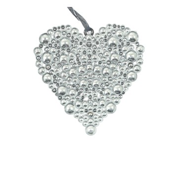 Set 2 Cuori Natalizi da Appendere Silver